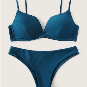 Medium Navy Teal Cheeky Two Piece
